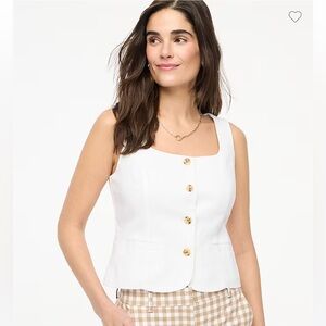 J Crew Squarenek Linen White Vest Size 4